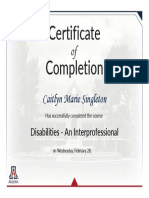 Module Completion Disabilities - An Interprofessional Exercise 2018 Singleton