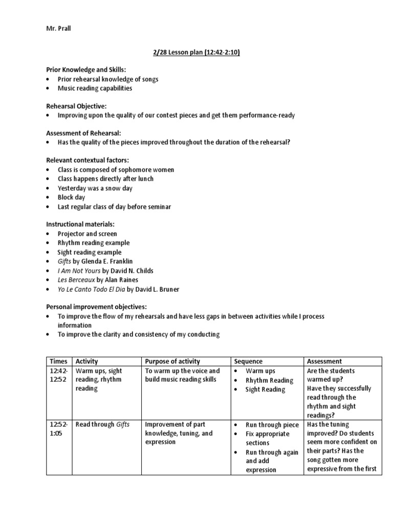 2/28 Lesson Plan (12:42-2:10) Prior Knowledge and Skills | PDF ...