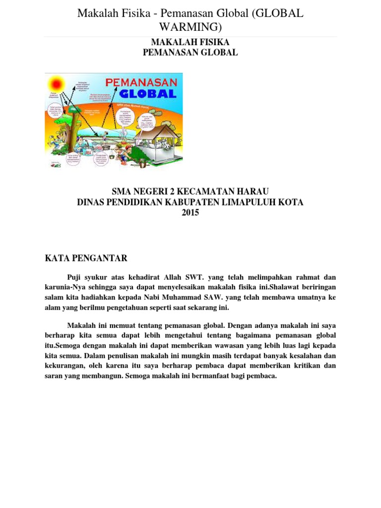 Makalah Fisika Pemanasan Global Global Warming Doc