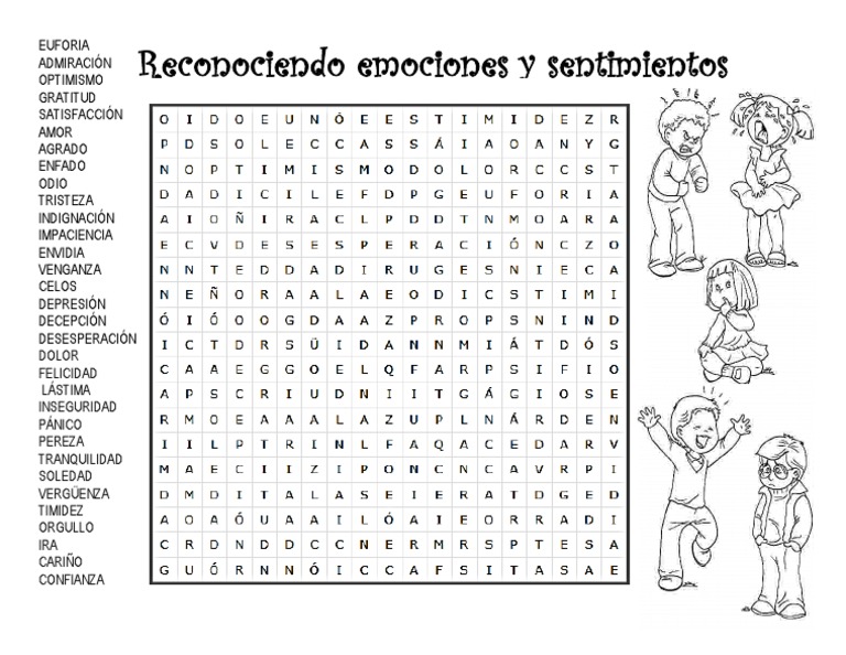Sopa De Letras Sentimientos Y Emociones