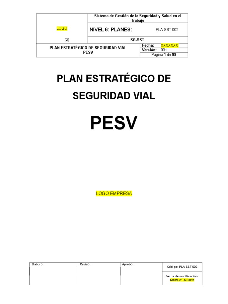 Plan Estratégico de Seguridad Vial | PDF | Accidente de tráfico ...