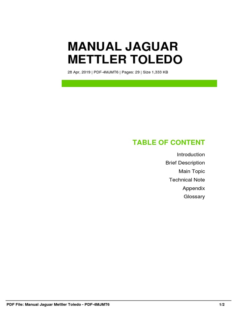 Manual Jaguar Mettler Toledo PDF E Books Digital Technology