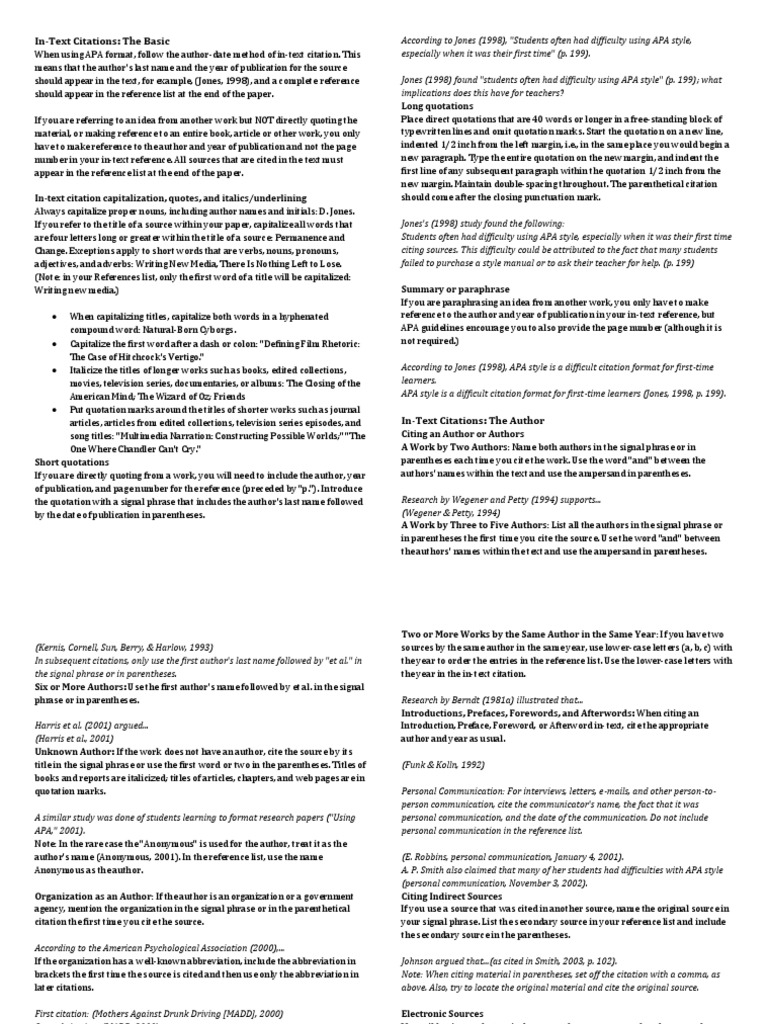 In Text Citations The Basic Digital Object Identifier Citation