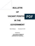 Bulletin OF Vacant Positions in The Government: Date of Release: December 01, 2017