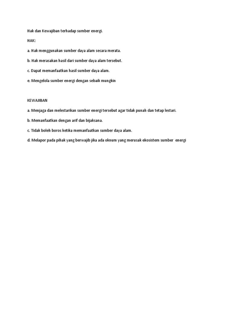 Hak Dan Kewajiban Terhadap Sumber Energi Pdf