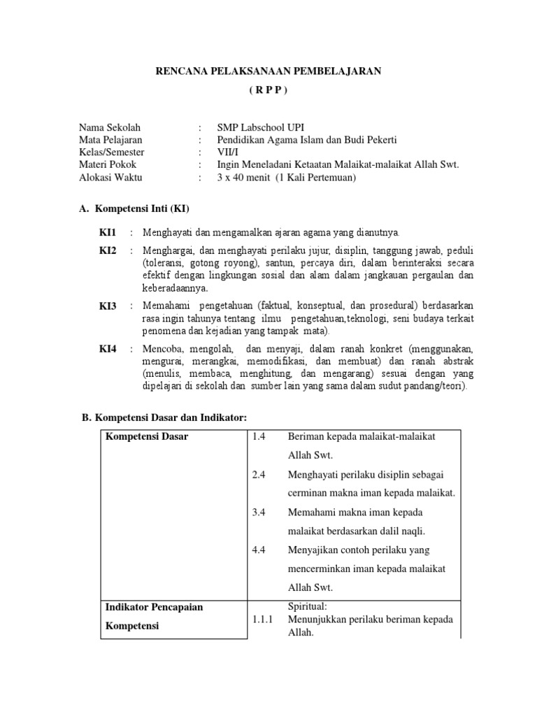 7c Rpp Iman Kepada Malaikat Fix