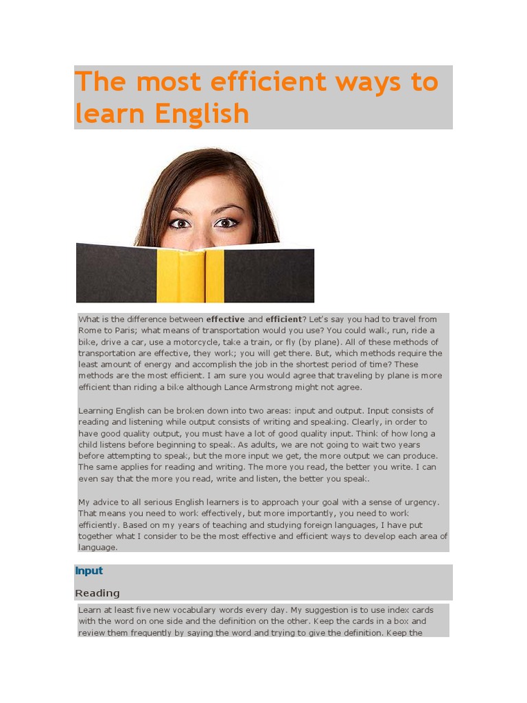 The Most Efficient Ways To Learn English Pdf English Language