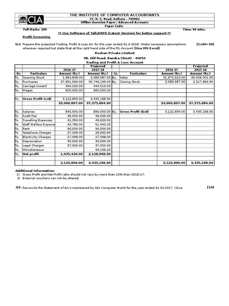 Advanced Accounts Set 1 Feb 18 | PDF | Expense | Business