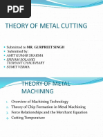 Theory of Metal Cutting: Submitted To MR. GURPREET SINGH Submitted by