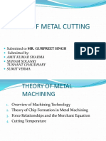 Theory of Metal Cutting: Submitted To MR. GURPREET SINGH Submitted by