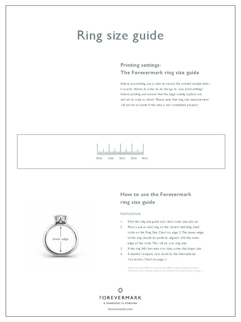 3.0 Forevermark Ring Size Downloadable PDF India v1 1 | PDF | Nature