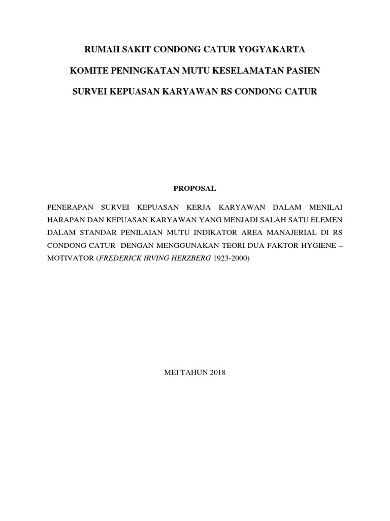 Survei Kepuasan Karyawan RS Condong Catur | PDF