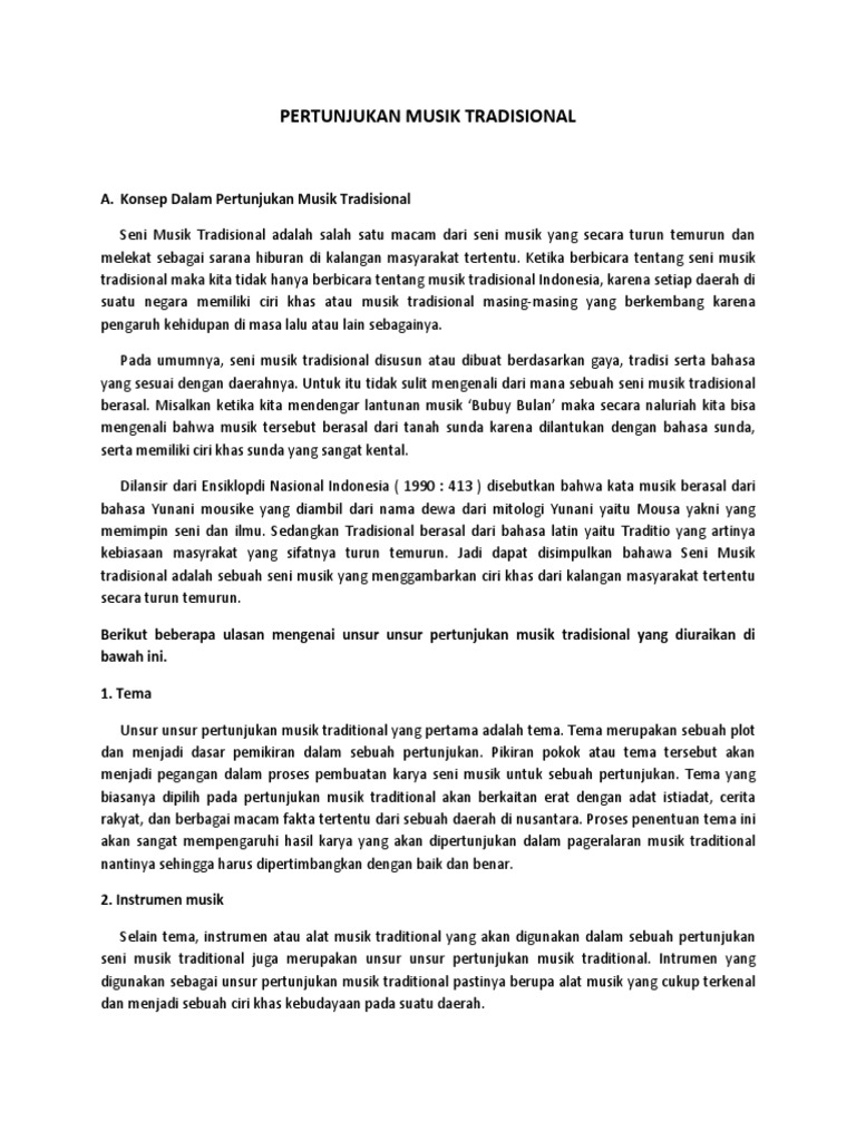 Bab Iv Memahami Konsep Bentuk Dan Jenis Pertunjukan Muisk Tradisional