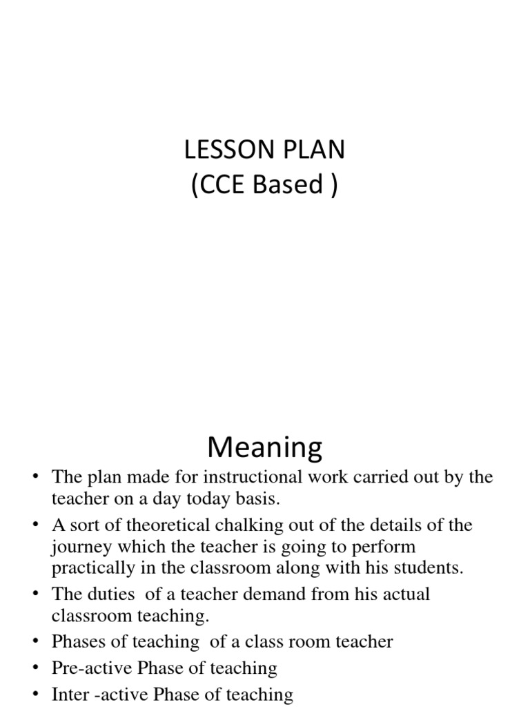 CCE-Based Lesson Plan Overview | PDF