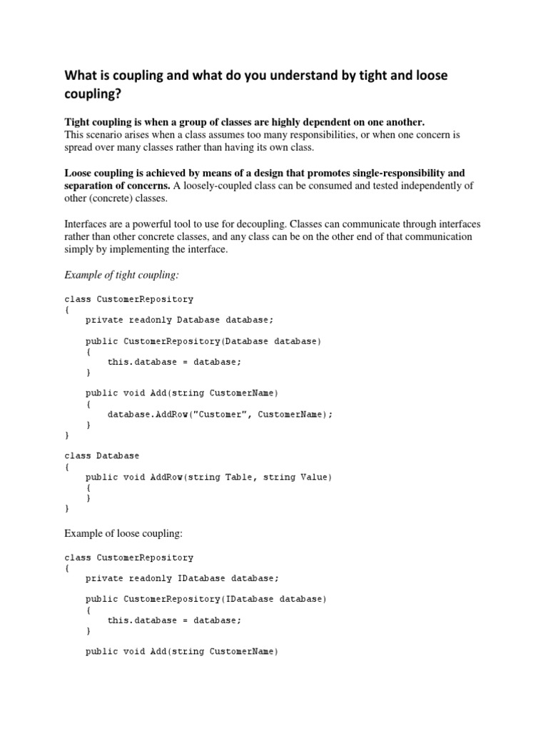 What Is Coupling and What Do You Understand by Tight and Loose Coupling