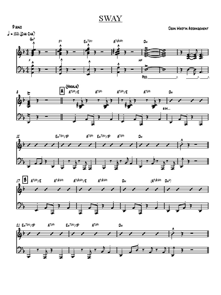 Sway Dean Martin Piano Part PDF