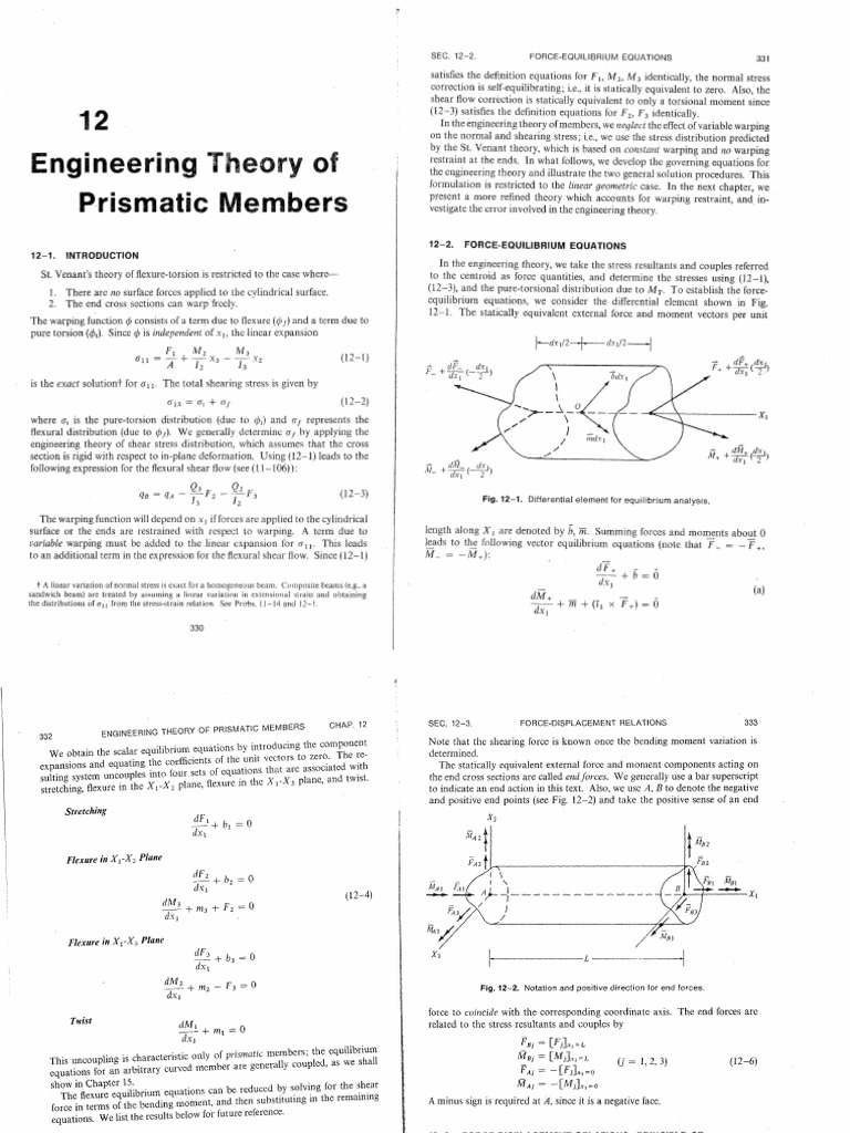 12 engineering theory of prismatic members force equilibrium equations