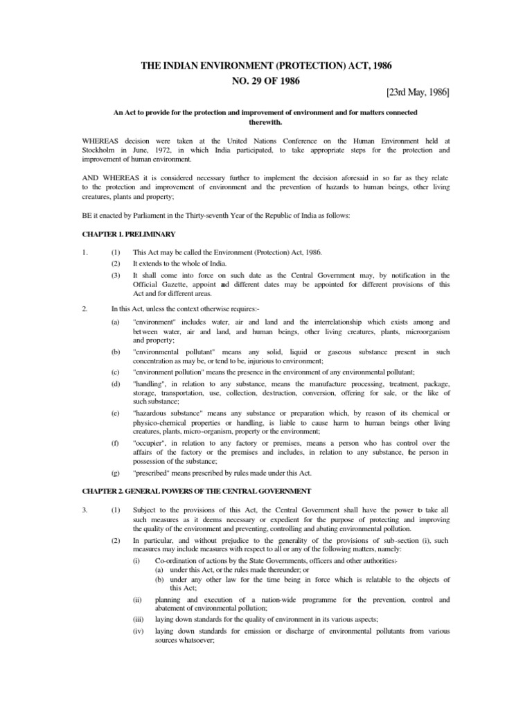 Environmental Protection Act 1986 PDF Search And Seizure Pollution