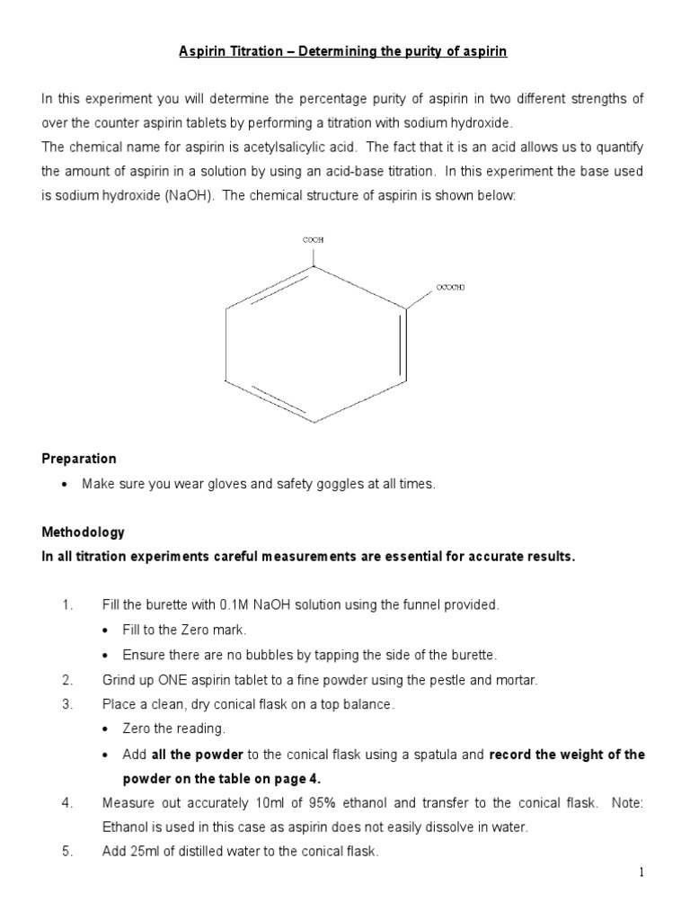 Aspirin Titration PDF Sodium Hydroxide Titration
