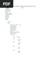 Menu Driven Program To Perform Various Operations On The Array