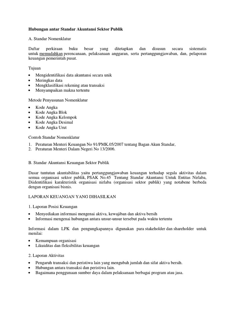Hubungan Antar Standar Akuntansi Sektor Publik