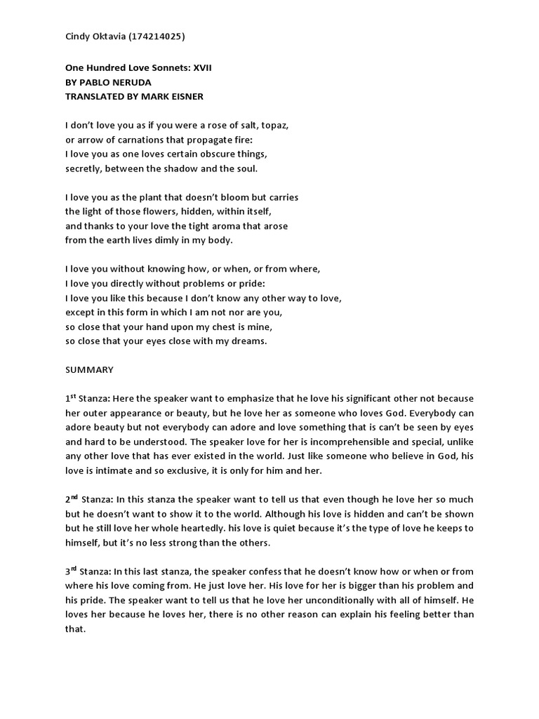One Hundred Love Sonnets New Criticism Flowers Poetry