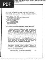 Police Suspicion and Discretionary Decision-Making During Citizen Stops