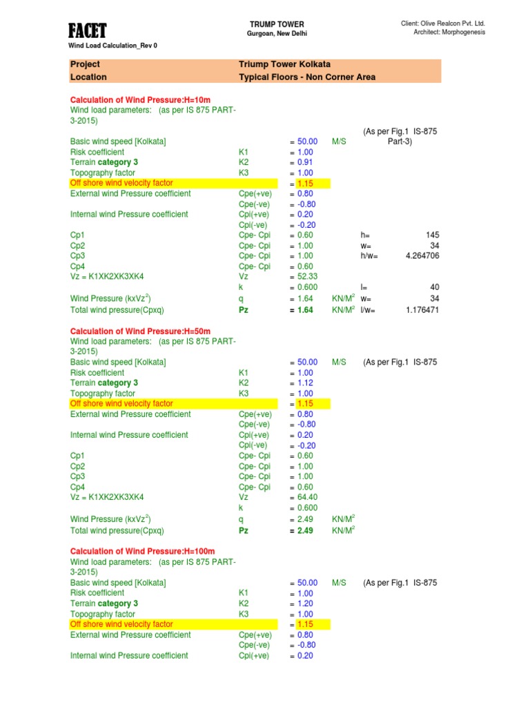 Wind Load Calculations for Trump Tower | PDF | Wind Speed | Motion ...