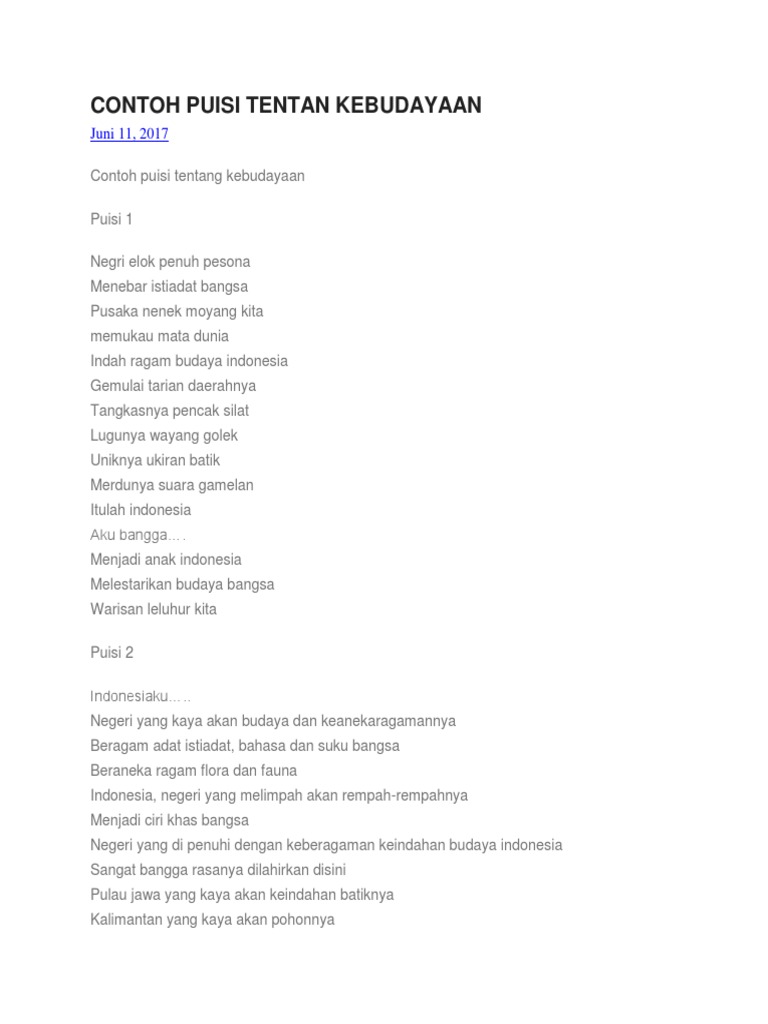 Contoh Puisi Tentan Kebudayaan Pdf