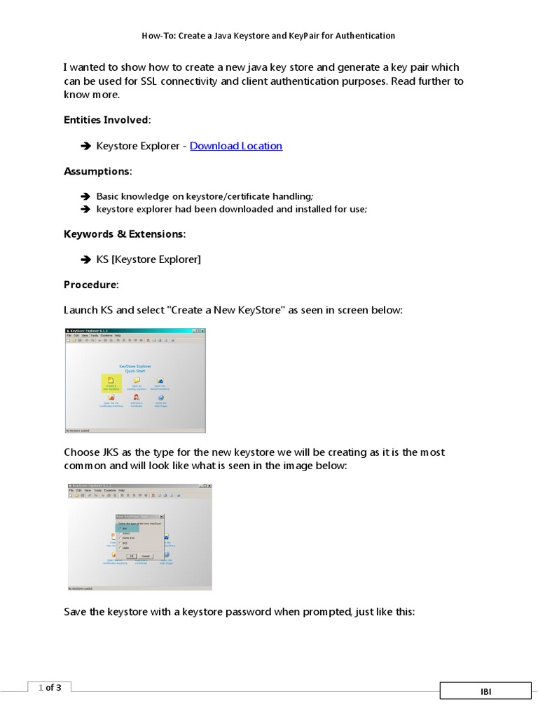 How-To - Create A Java Keystore and KeyPair For Authentication | PDF