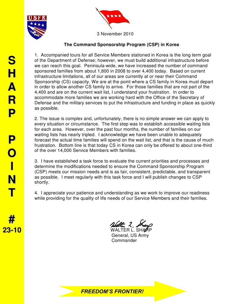 Command Sponsorship Program Update Korea | PDF | Business