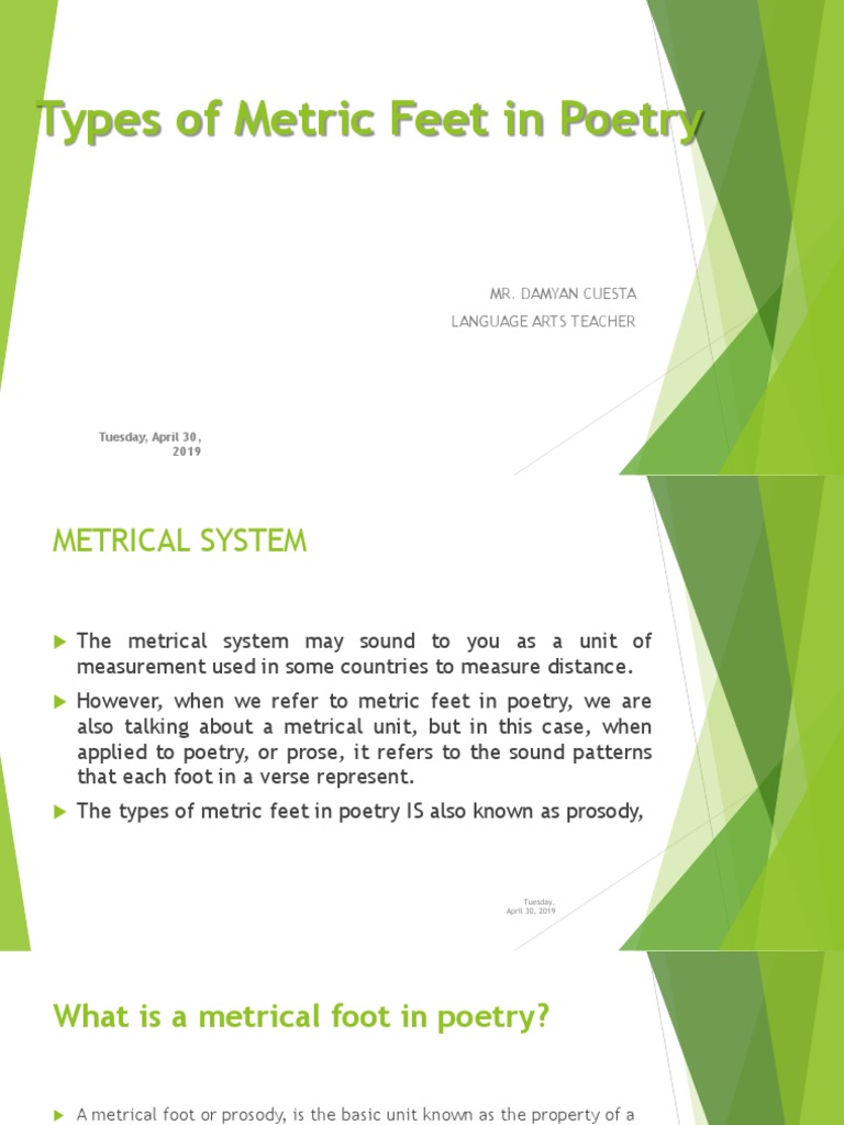 Types of Metric Feet in Poetry PDF Metre (Poetry) Poetry