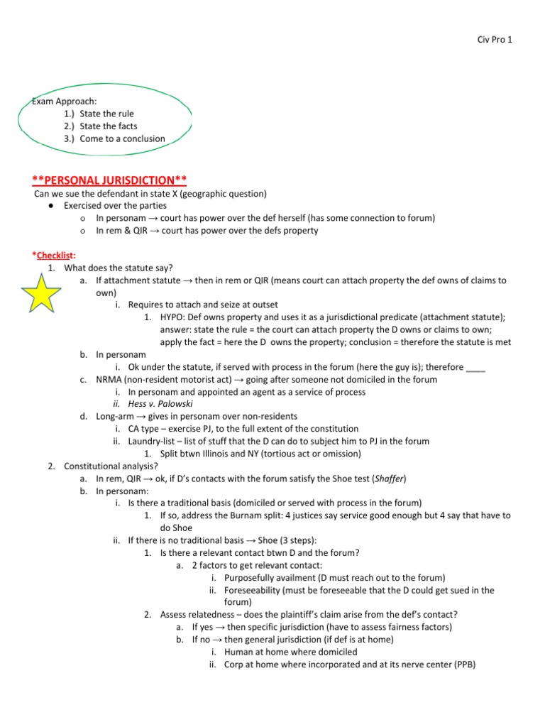 Civil Procedure Outline PDF Diversity Jurisdiction Supplemental