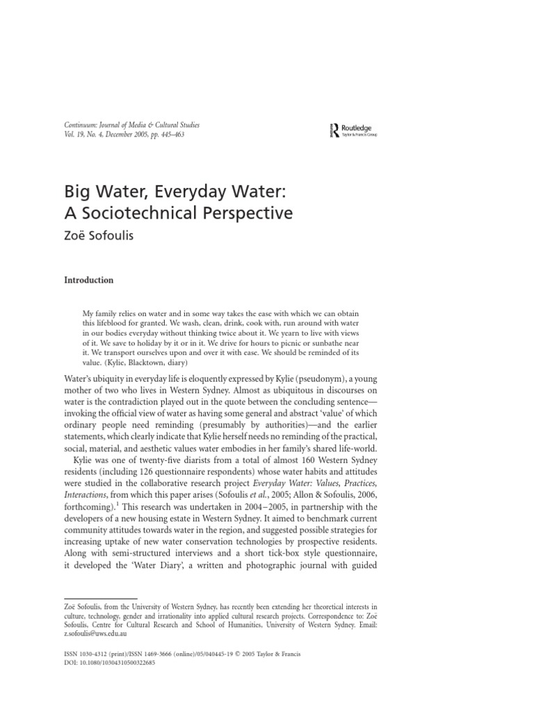 SOFOULIS, Zoë. 2005 Big Water, Everyday Water PDF Drinking Water Water Scarcity
