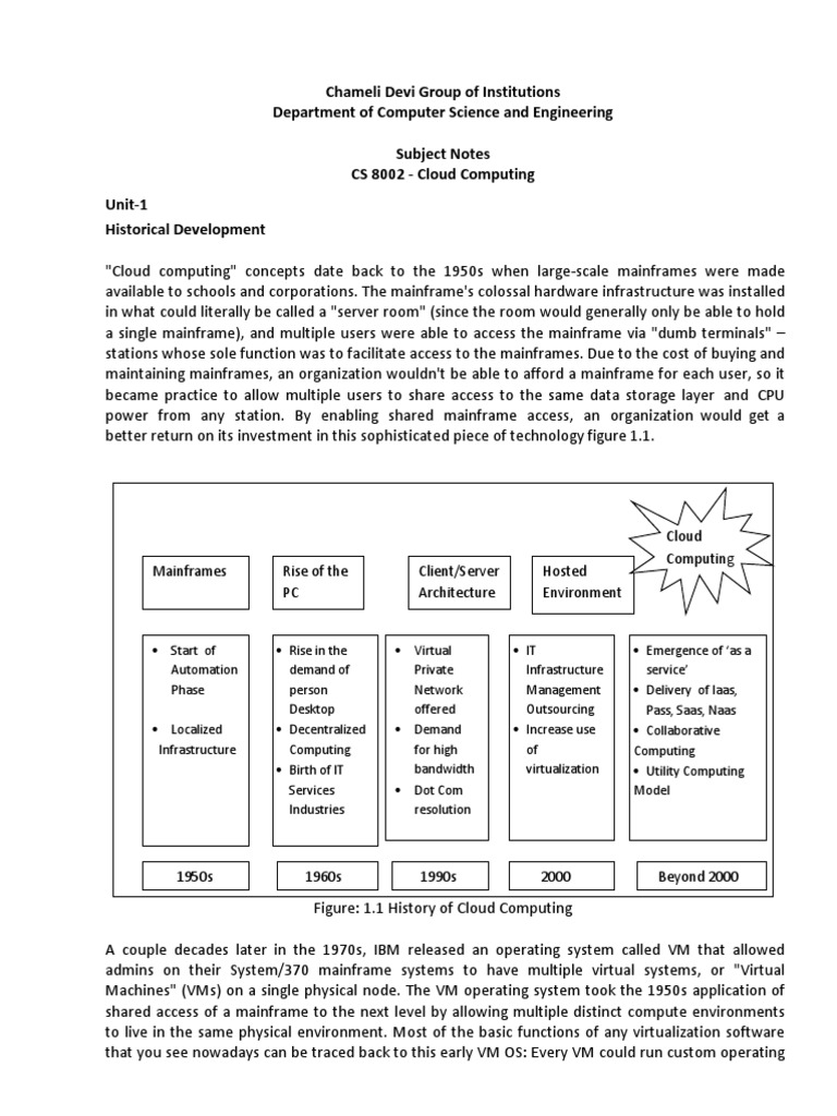 Class Notes | PDF | Mainframe Computer | Cloud Computing
