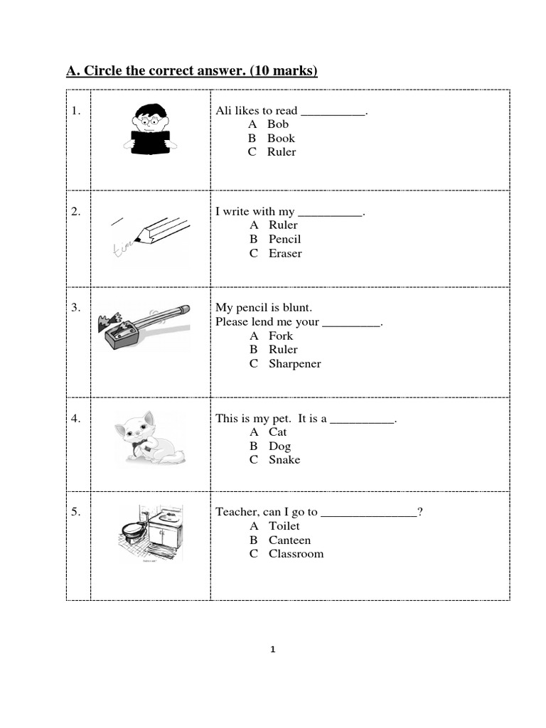 Circle the Correct Answers Worksheet | PDF