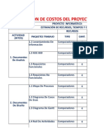 Estimación de Costo de Proyecto