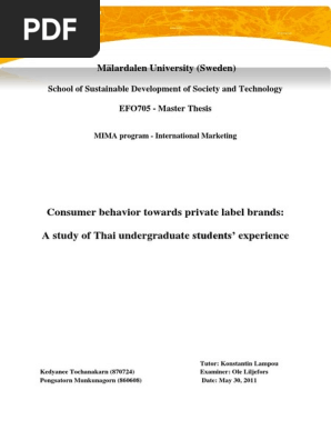 Consumer Behavior Towards Private Label Brands