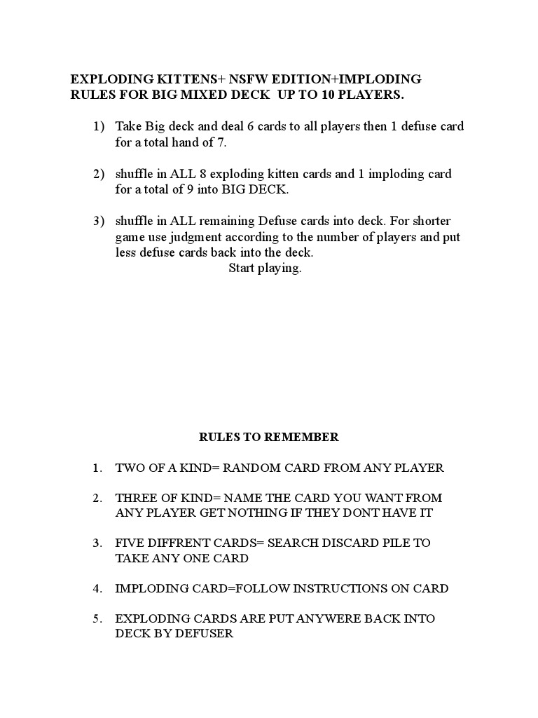 Exploding Kittens+ Rules for 10 Players | PDF