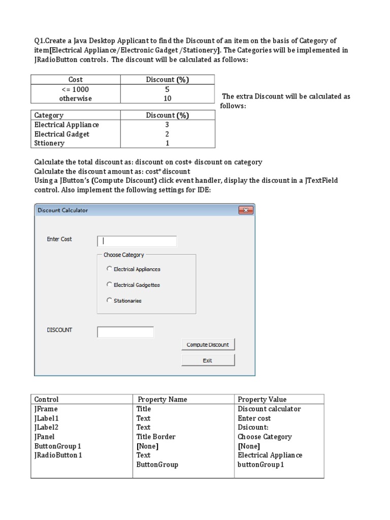 Discount Calculator A Java desktop application to calculate item