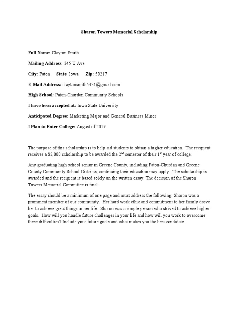 Sharon Towers Scholarship PDF Knee