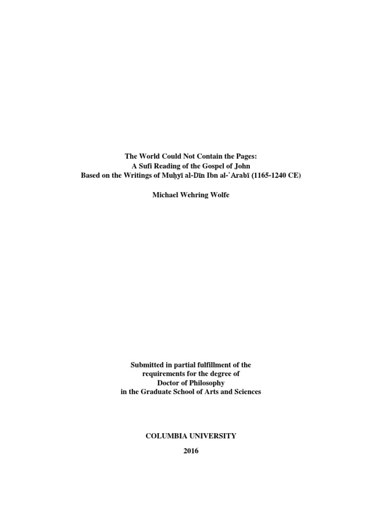 Wolfe Columbia 0054D 13235 PDF PDF Sufism Gospel Of John