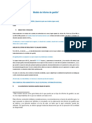 Modelos Informe de Gestion | PDF | Sociedad de responsabilidad limitada |  Economias