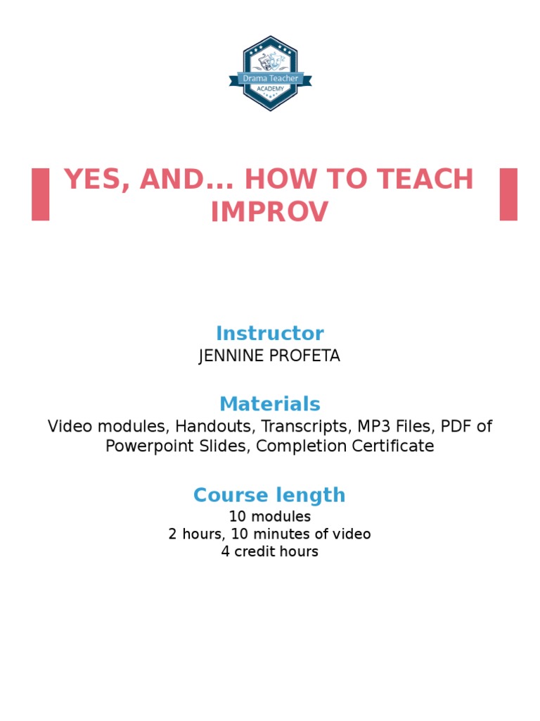 Yes and How To Teach Improv | Download Free PDF | Theatre | Improvisation