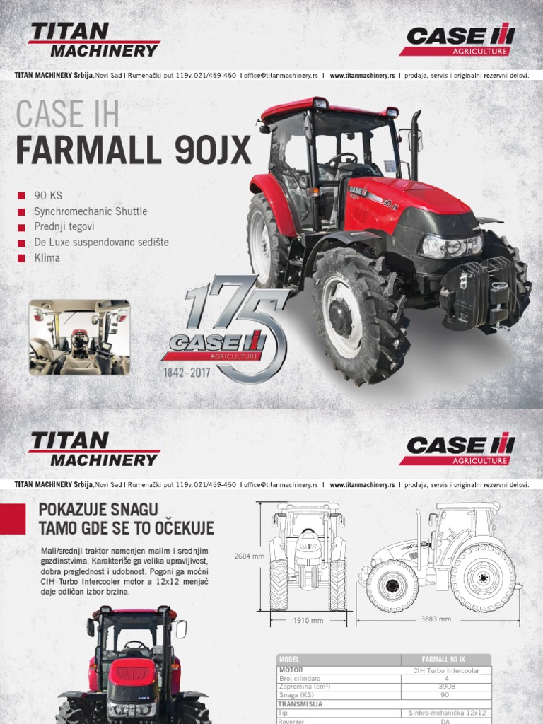 CASE IH Farmall 90 JX Tractor Specs | PDF