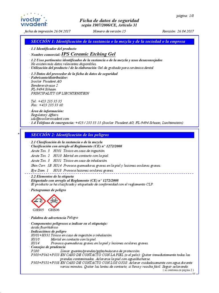 IPS Ceramic Etching Gel PDF Quemar Agua