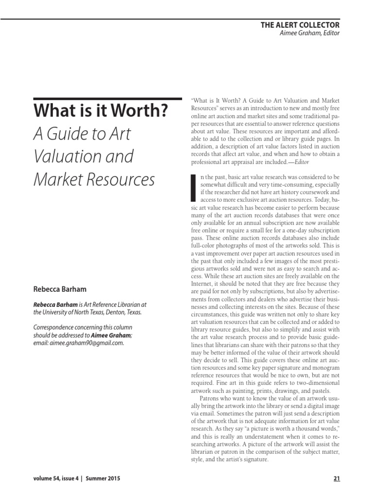 Art Valuation Guide for Librarians | PDF | Real Estate Appraisal ...