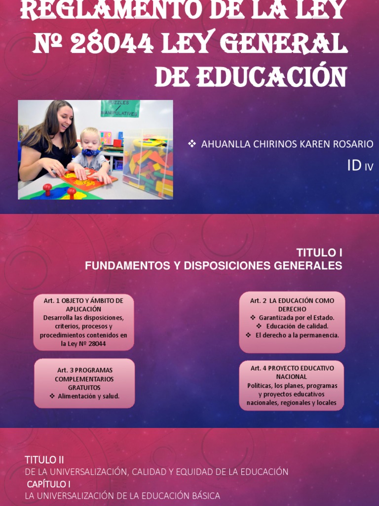 Reglamento de la Ley 28044 de Educación | PDF