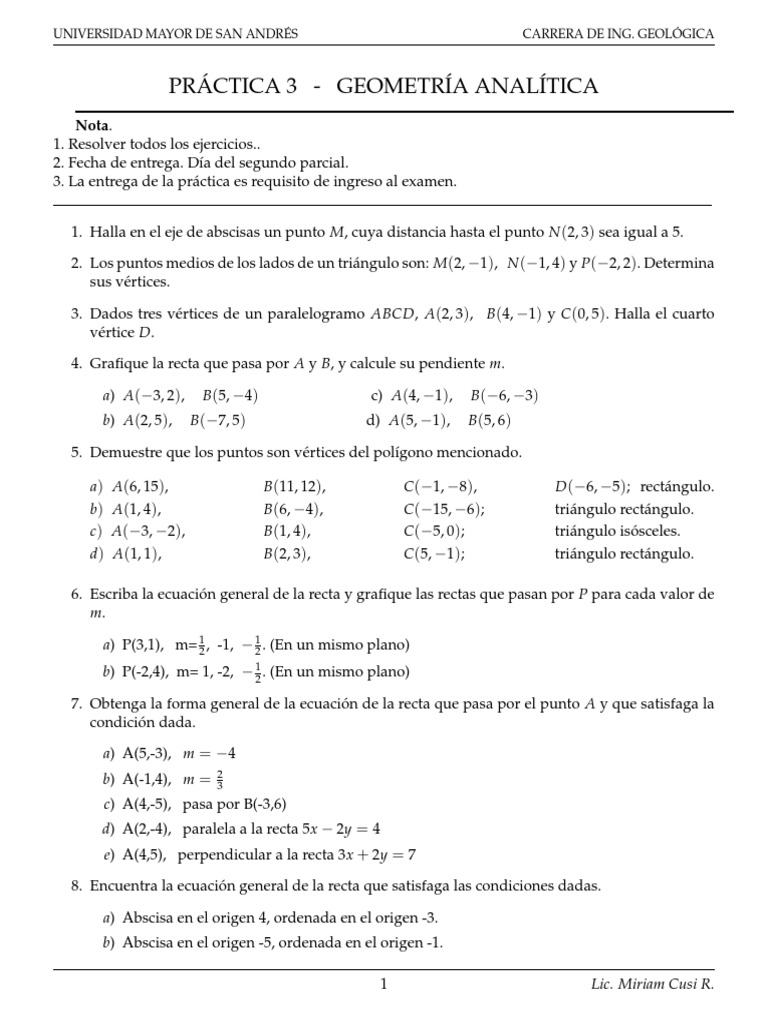 Practica 2p | PDF | Línea (geometría) | Sistema de coordenadas Cartesianas