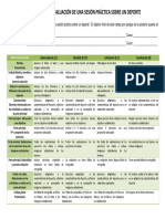 Rúbrica para La Evaluación de Una Sesión Práctica Sobre Un Deporte